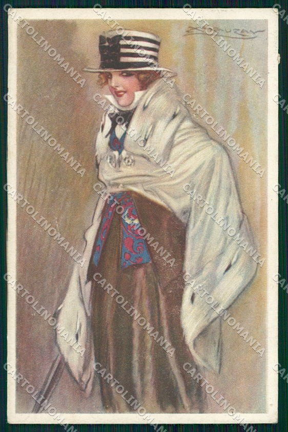 Artist Signed Mauzan Glamour Fashion Lady serie 278-4 cartolina XP8875 – fronte