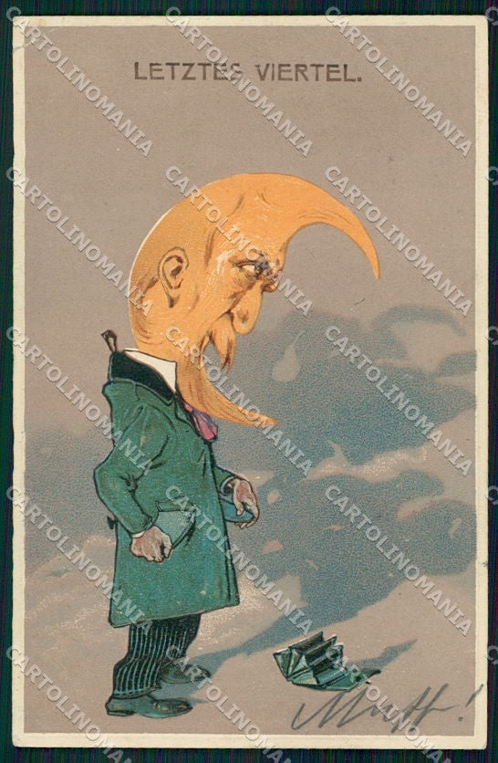 Artist Signed Paper Moon Relief PFB serie 6286 PIEGHE cartolina XP9078 – fronte