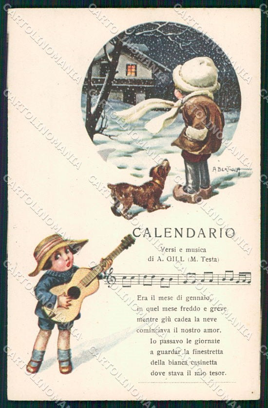 Artist Signed Bertiglia Spartito Musicale serie 2293 cartolina XP9086 – fronte