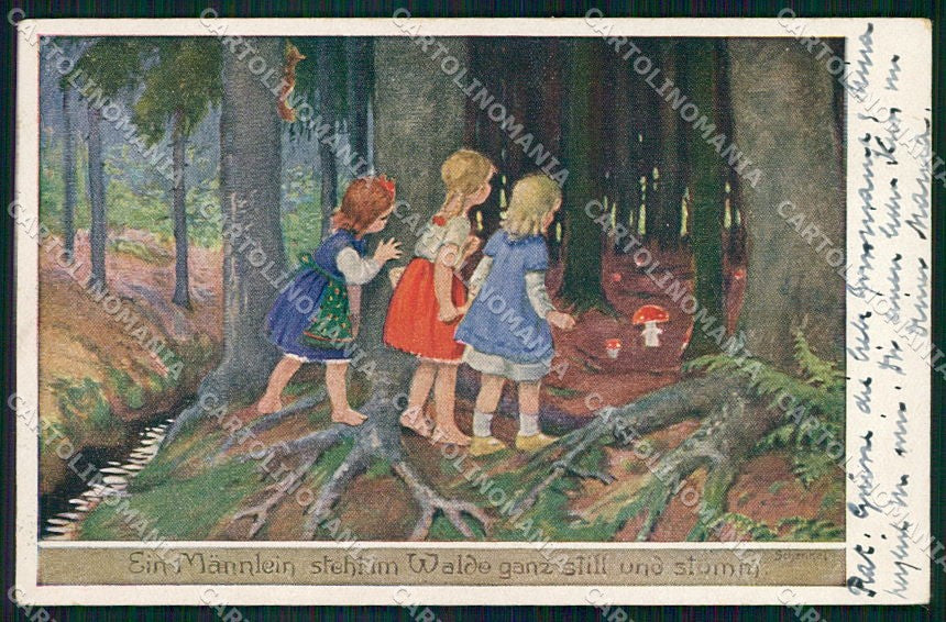 Artist Signed F. Schenkel Children Mushroom 734-39 cartolina XP9104 – fronte