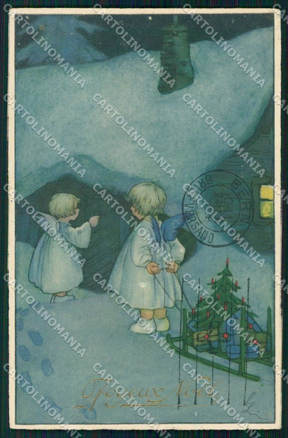 Artist Signed Christmas Angels Meissner Buck serie 3002 cartolina XP9135 – fronte