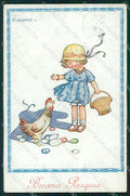 Artist Signed Sgrilli Easter Eggs Girl serie 118 cartolina XP9152 – fronte