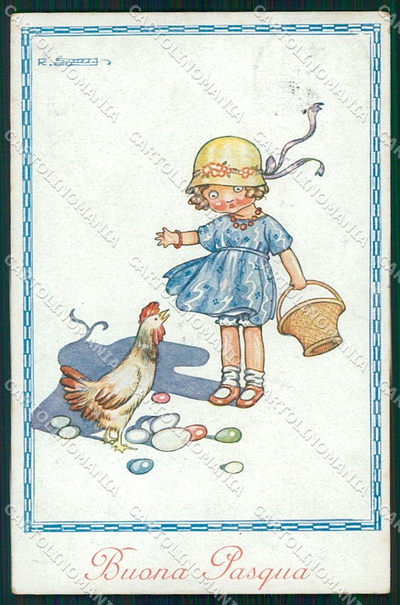 Artist Signed Sgrilli Easter Eggs Girl serie 118 cartolina XP9152 – fronte