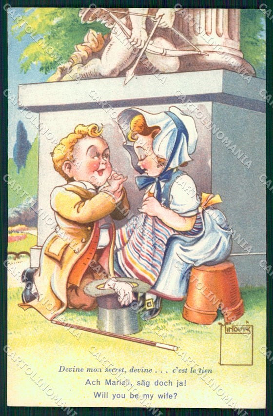 Artist Signed Serie Minouvis 101 Swiss Child cartolina XP9190 – fronte