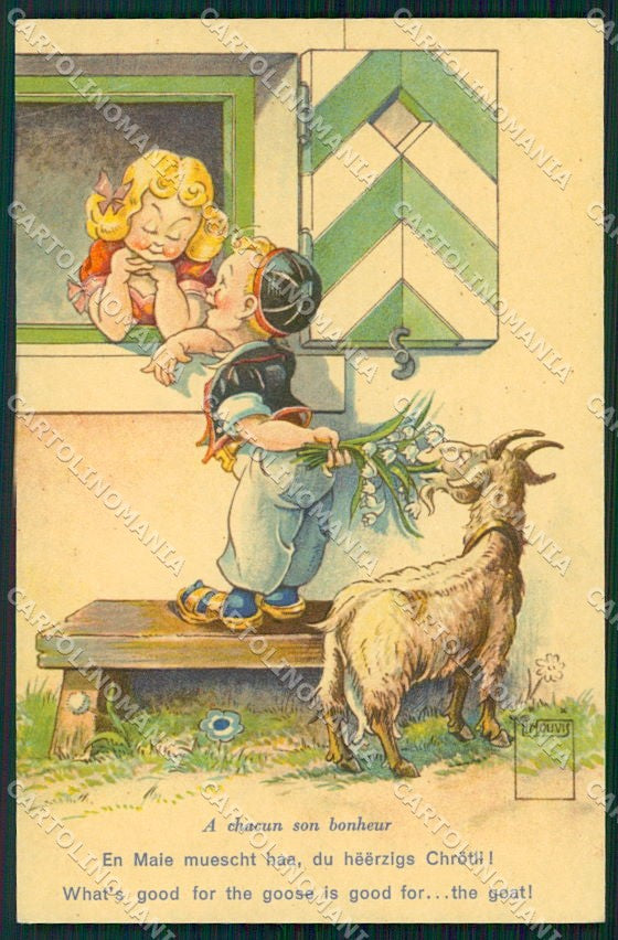 Artist Signed Serie Minouvis 76 Swiss Child cartolina XP9191 – fronte