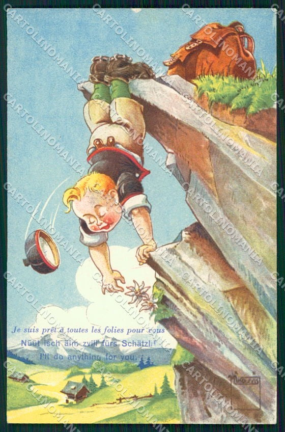Artist Signed Serie Minouvis 83 Swiss Child cartolina XP9196 – fronte
