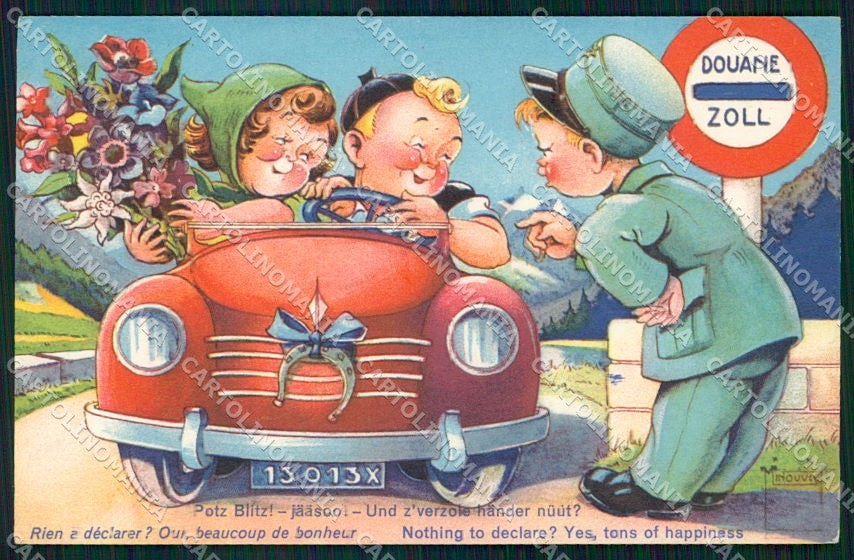 Artist Signed Serie Minouvis 99 Swiss Children cartolina XP9197 – fronte