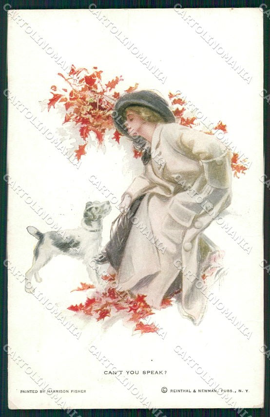 Artist Signed H. Fisher Glamour Fashion Lady serie 412 PIEGHINE cartolina XP9204 – fronte