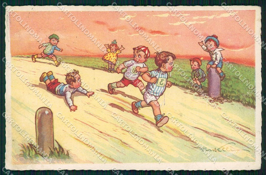 Artist Signed Castelli Children Sport Degami 970 cartolina XP9215 – fronte