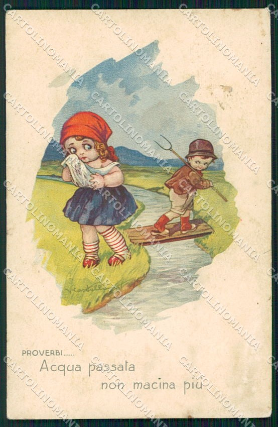Artist Signed Castelli Children serie 592-4 cartolina XP9222 – fronte