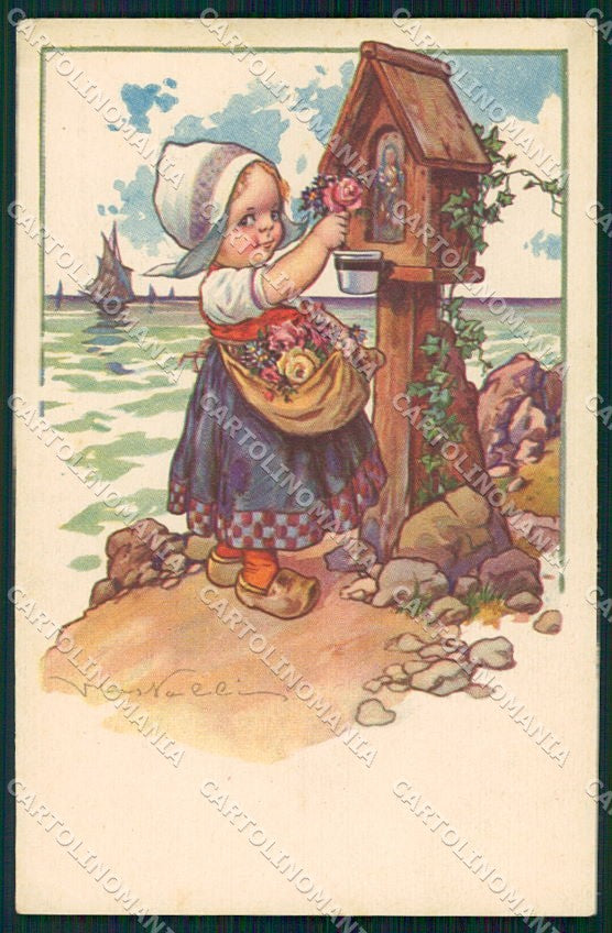 Artist Signed Castelli Dutch Children serie 496-5 cartolina XP9261 – fronte