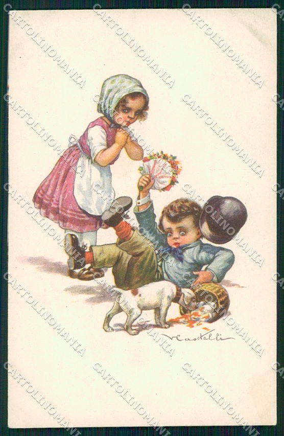 Artist Signed Castelli Children serie 290-3 ANGOLINO SCOLLATO cartolina XP9263 – fronte