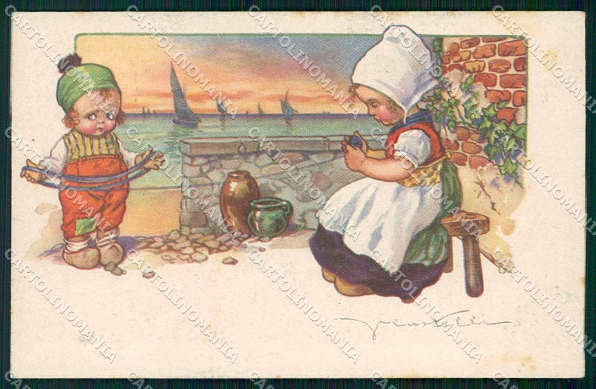 Artist Signed Castelli Dutch Children serie 496-1 cartolina XP9270 – fronte