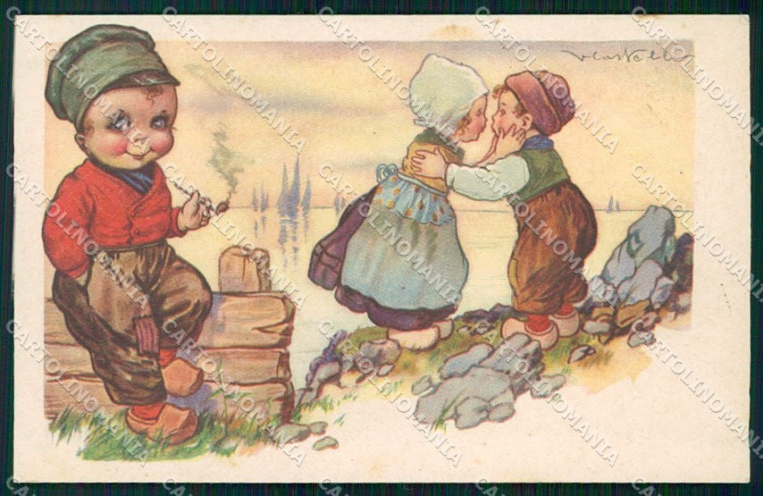 Artist Signed Castelli Dutch Children serie 496-2 cartolina XP9271 – fronte