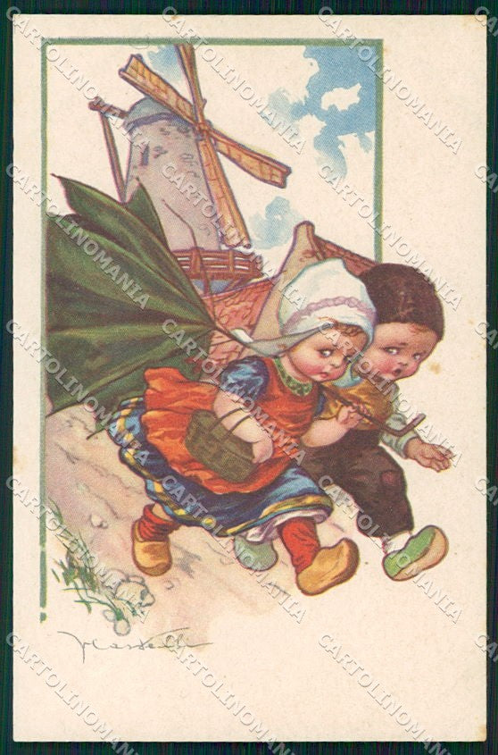 Artist Signed Castelli Dutch Children serie 496-4 cartolina XP9273 – fronte