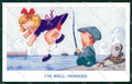 Artist Signed Children Comic Fishing cartolina XP9281 – fronte