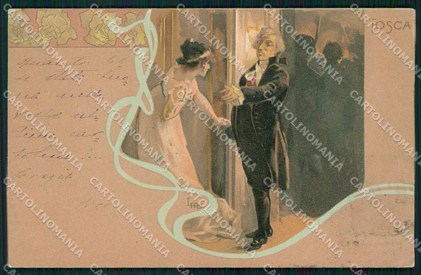 Artist Signed Metlicovitz Opera Tosca Art Nouveau cartolina XP9294 – fronte