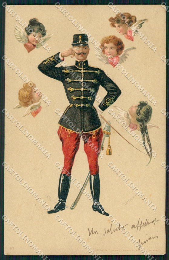 Artist Signed Geiger Uniform Soldier Lady cartolina XP9295 – fronte