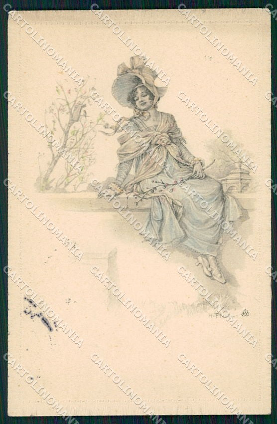 Artist Signed H. Pterffen Viennoise Lady OPF cartolina XP9303 – fronte