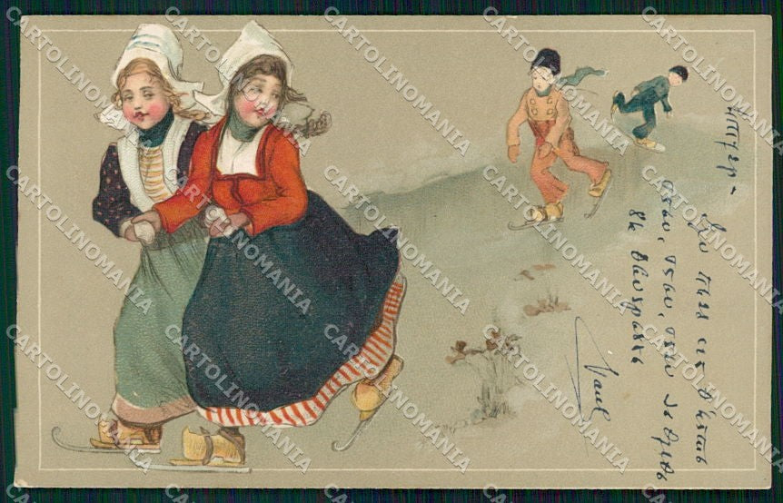Artist Signed Dutch Children GOM serie 1702 cartolina XP9307 – fronte