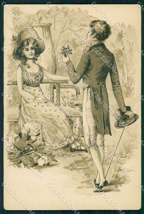 Artist Signed Romantic Couple Relief cartolina XP9310 – fronte