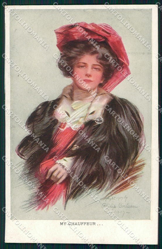 Artist Signed Philip Boileau Lady My Chauffeur Reinthal Newman cartolina XP9312 – fronte