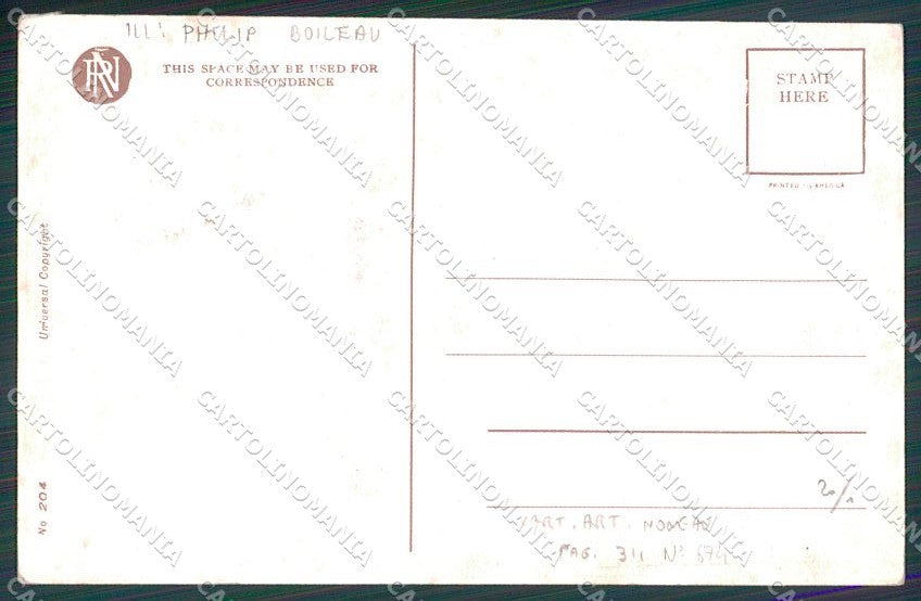Artist Signed Philip Boileau Lady Reinthal Newman serie 204 cartolina XP9342 – retro