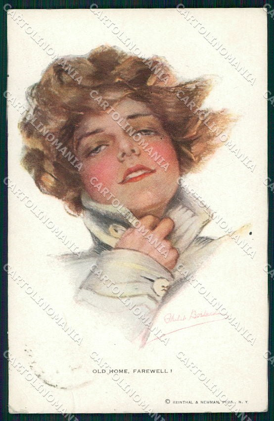 Artist Signed P. Boileau Lady Reinthal Newman Old Home Farewell cartolina XP9343 – fronte