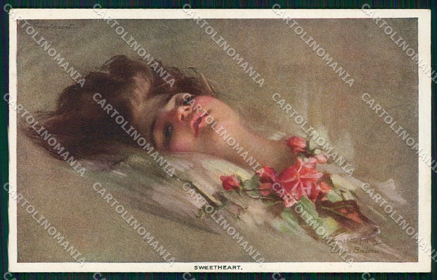 Artist Signed Philip Boileau Lady Reinthal Newman Sweetheart cartolina XP9380 – fronte