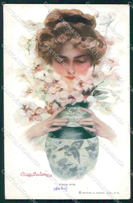 Artist Signed Philip Boileau Lady Reinthal Newman serie 214 cartolina XP9398 – fronte