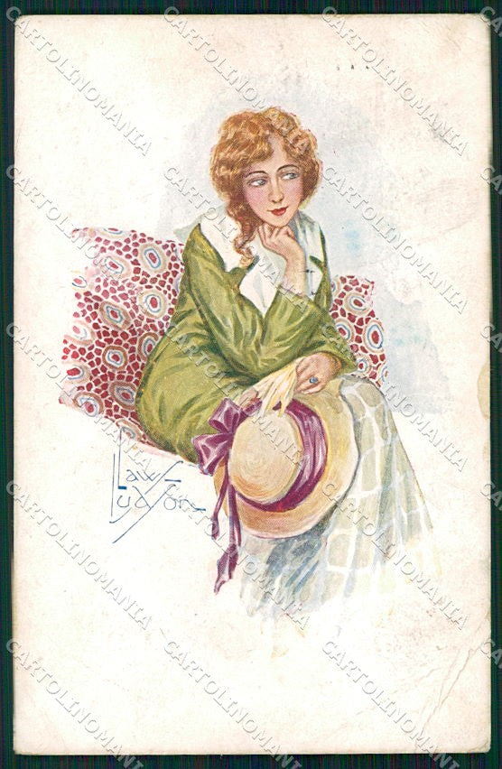 Artist Signed Law Ludson Glamour Fashion Lady serie 3126 PIEGHE cartolina XP9401 – fronte