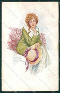 Artist Signed Law Ludson Glamour Fashion Lady serie 3126 PIEGHE cartolina XP9401 – fronte