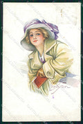 Artist Signed Law Ludson Glamour Fashion Lady serie 60-6 cartolina XP9412 – fronte