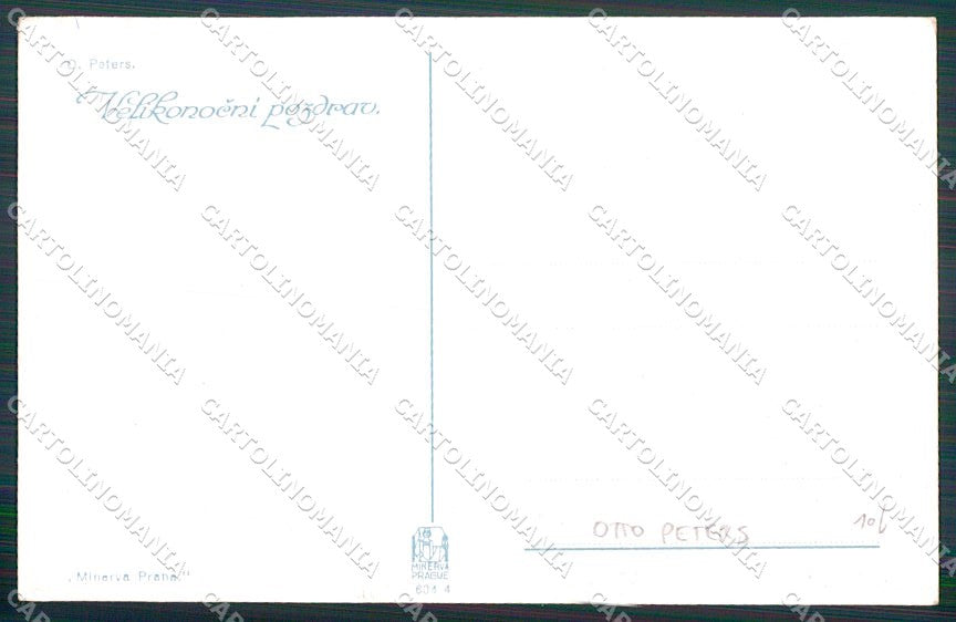 Artist Signed Otto Peters Easter Girl cartolina XP9413 – retro