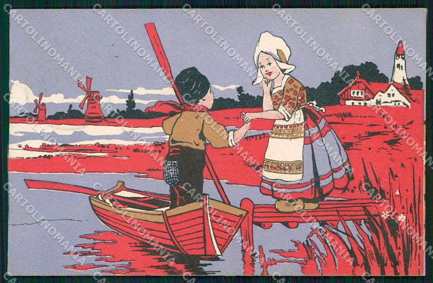 Artist Signed Dutch Children cartolina XP9418 – fronte