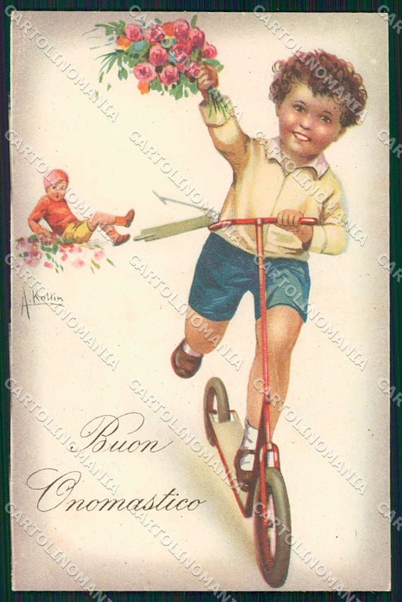 Artist Signed Collino Children cartolina XP9425 – fronte
