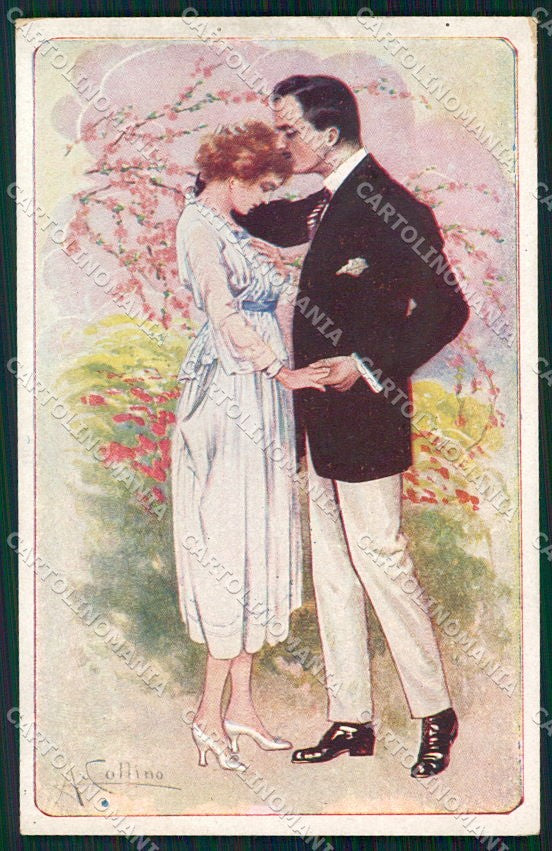Artist Signed Collino Kiss Romantic Couple serie 1168 cartolina XP9458 – fronte