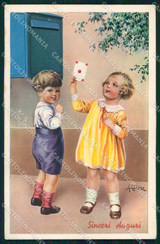 Artist Signed Collino Children ABRASA cartolina XP9466 – fronte