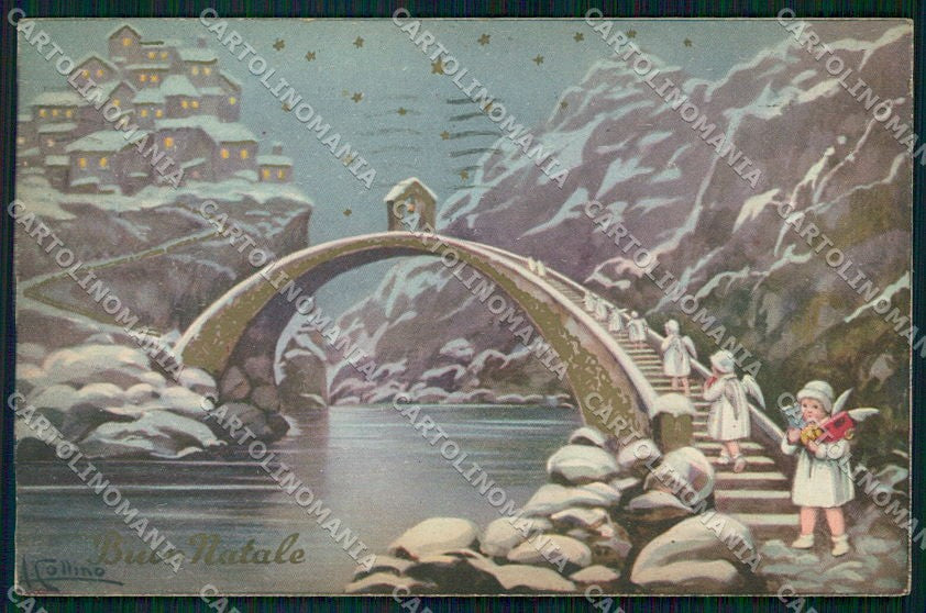 Artist Signed Christmas Angels cartolina XP9467 – fronte