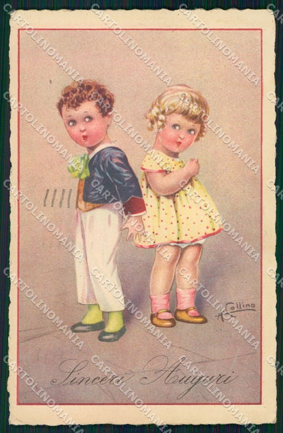 Artist Signed Collino Children cartolina XP9472 – fronte