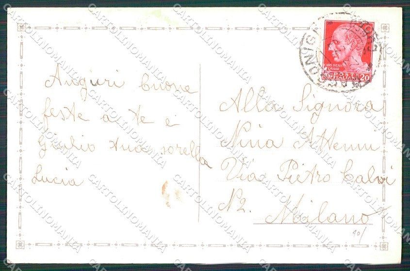 Artist Signed Collino Girl Easter Pasqua cartolina XP9480 – retro