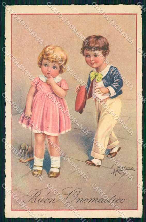 Artist Signed Collino Children cartolina XP9485 – fronte