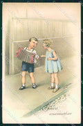 Artist Signed Collino Children PIEGA cartolina XP9486 – fronte
