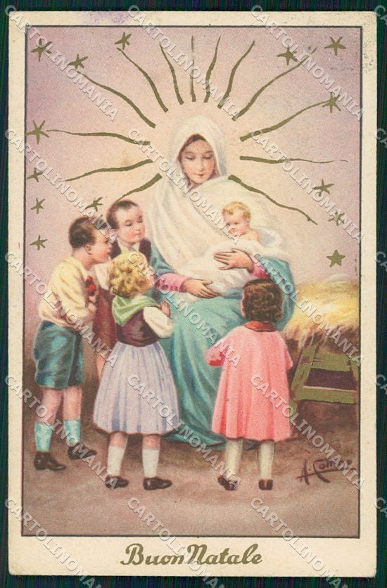 Artist Signed Collino Christmas Children cartolina XP9489 – fronte