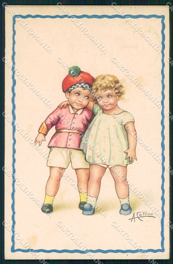 Artist Signed Collino Children cartolina XP9492 – fronte