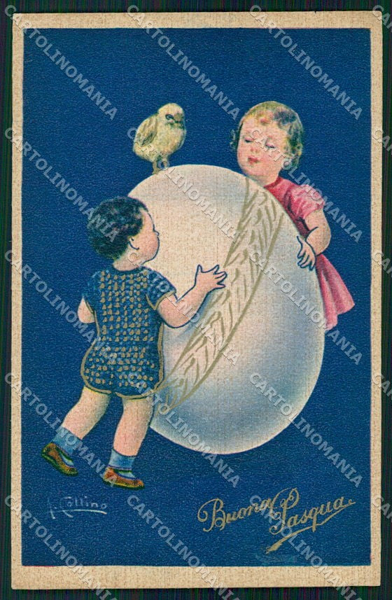 Artist Signed Collino Children Easter Pasqua cartolina XP9496 – fronte