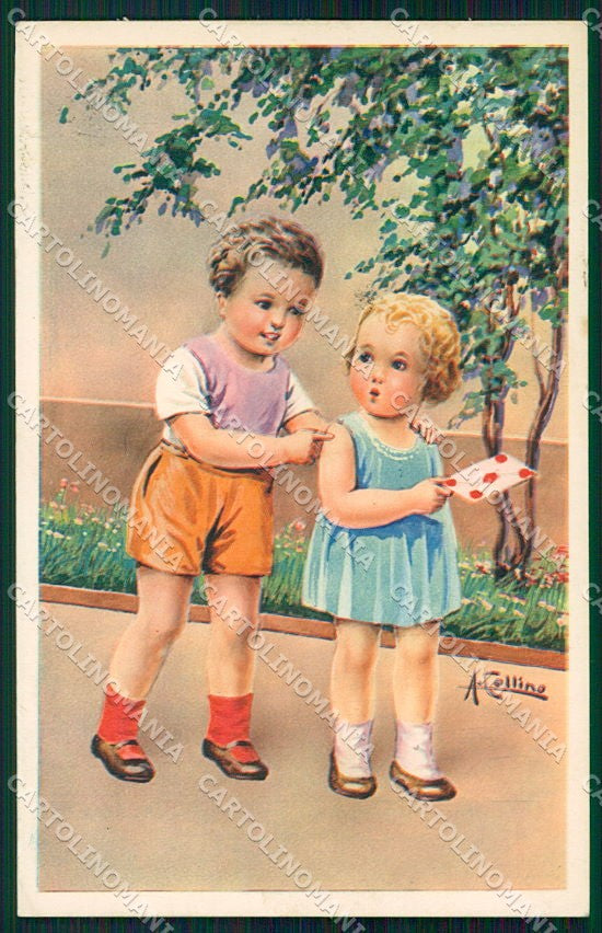 Artist Signed Collino Children cartolina XP9497 – fronte