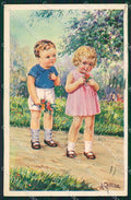 Artist Signed Collino Children PIEGA cartolina XP9498 – fronte