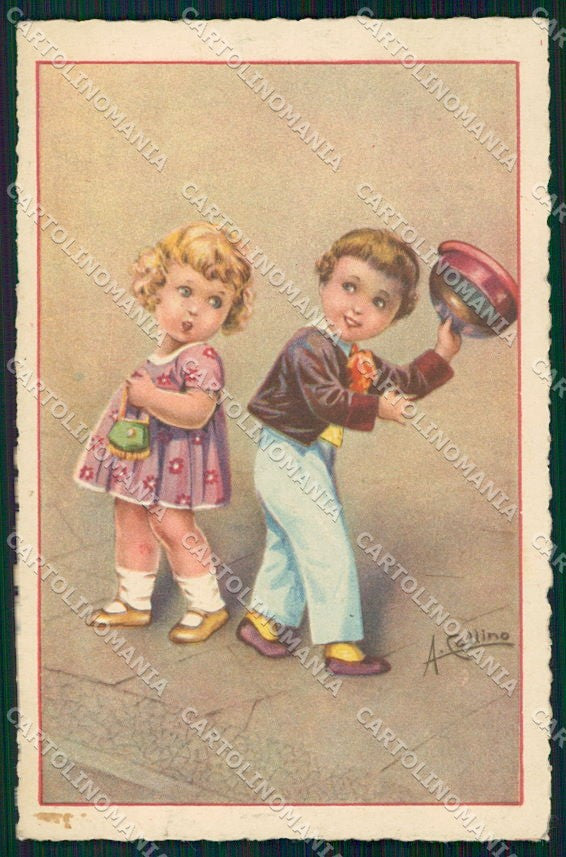 Artist Signed Collino Children cartolina XP9499 – fronte