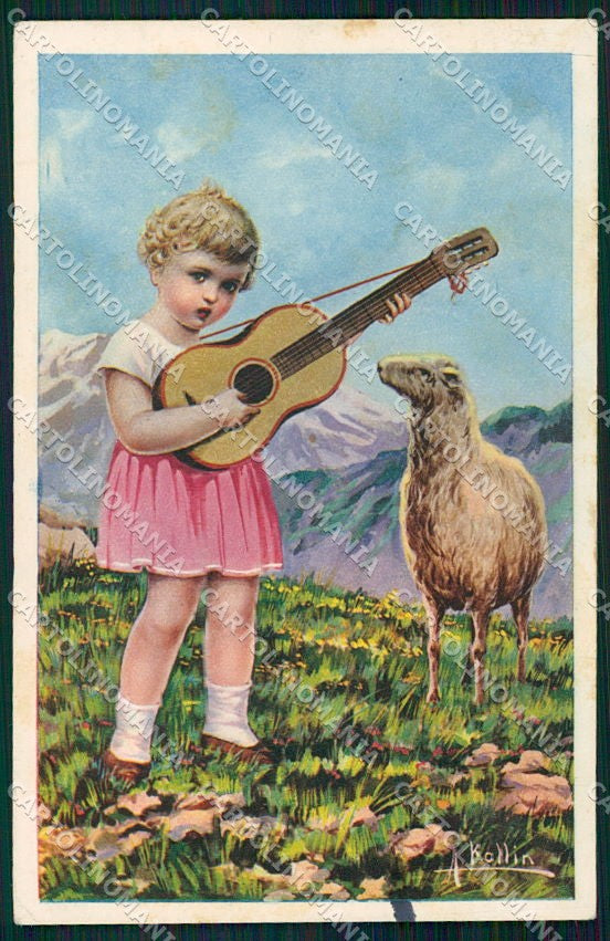 Artist Signed Collino Girl Easter Pasqua STRAPPINO cartolina XP9503 – fronte